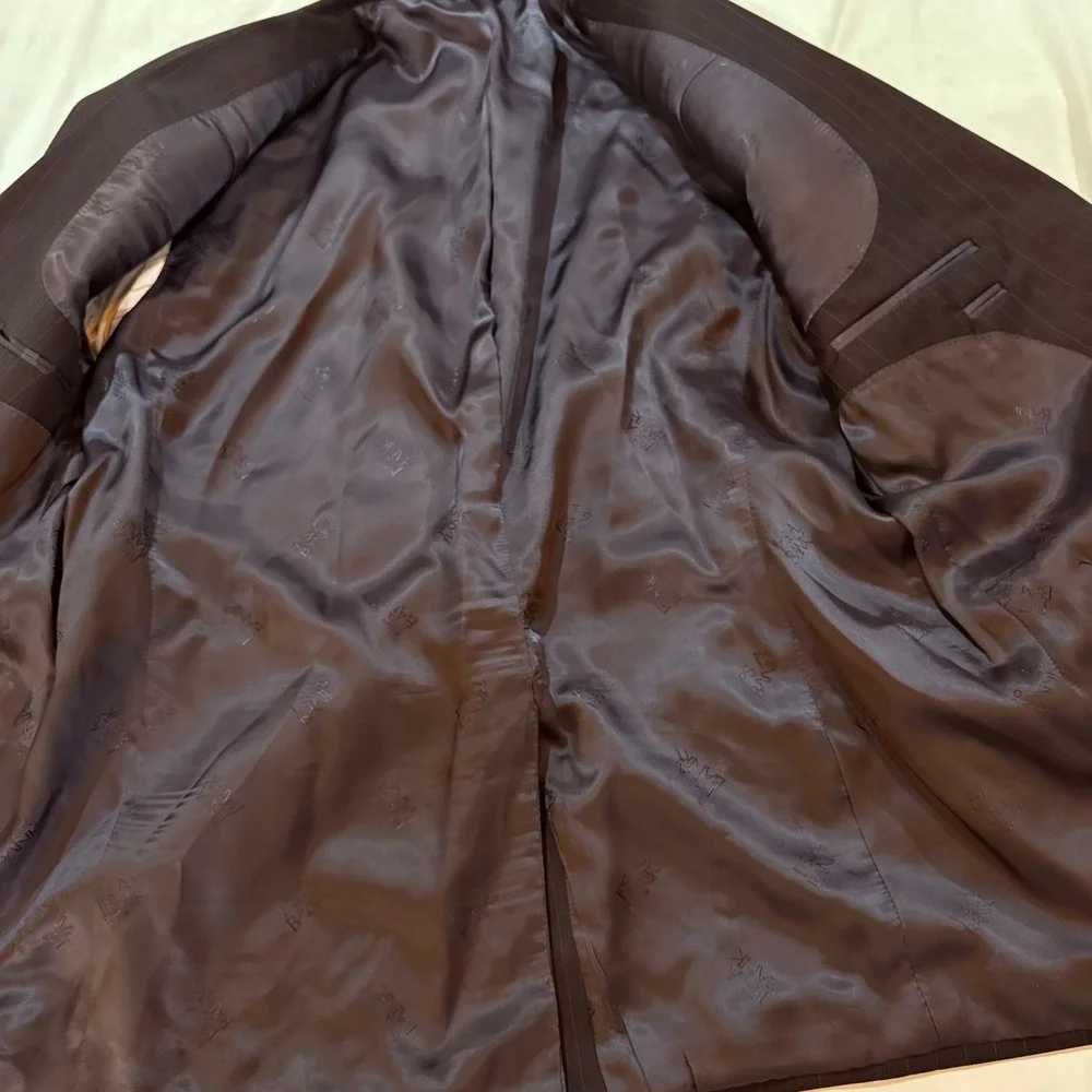 Jos A Bank Signature Gold Mens 46R Black Pinstripe 100% Wool Blazer‎ Gordon